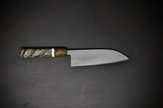 Hatsukokoro Blue2 Steel Migaki Damascus Santoku 165mm