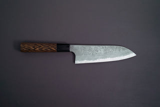 Hatsukokoro Blue#2 Nashiji Damascus Santoku 180mm w/Wenge handle