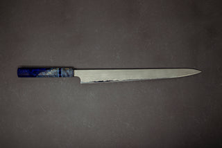 Nigara Hamono Blue#2 Reversible Damascus Sujihiki 360mm w/Matching Saya & Handle - The Cook's Edge