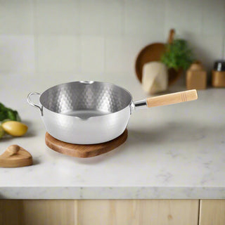 Yoshikawa Yukihira 24 cm Pot | 3.6 L Stainless Steel with Wooden Handle