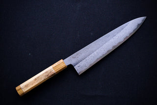 Yoshikazu Tanaka White#1 Damascus Gyuto 240mm w/Spalted Maple Handle - The Cook's Edge
