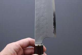 Nigara Hamono AS Tsuchime Bunka 180mm w/Staghorn & Turquoise Handle - The Cook's Edge