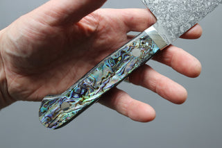Mr. Itou R2 Damascus Santoku 170mm w/Western Abolone Shell Handle - The Cook's Edge