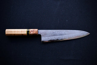 Yoshikazu Tanaka White#1 Damascus Gyuto 210mm w/Curly Maple Handle - The Cook's Edge