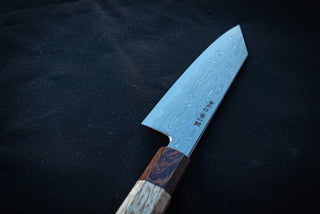Nakagawa x Myojin Blue #1 Damascus Bunka 180mm w/ Custom Handle - The Cook's Edge